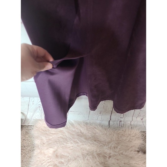 Denim & Co Purple Modest Overall Bib Maxi Dress Faux Suede Oversized Woman Small - Picture 4 of 5